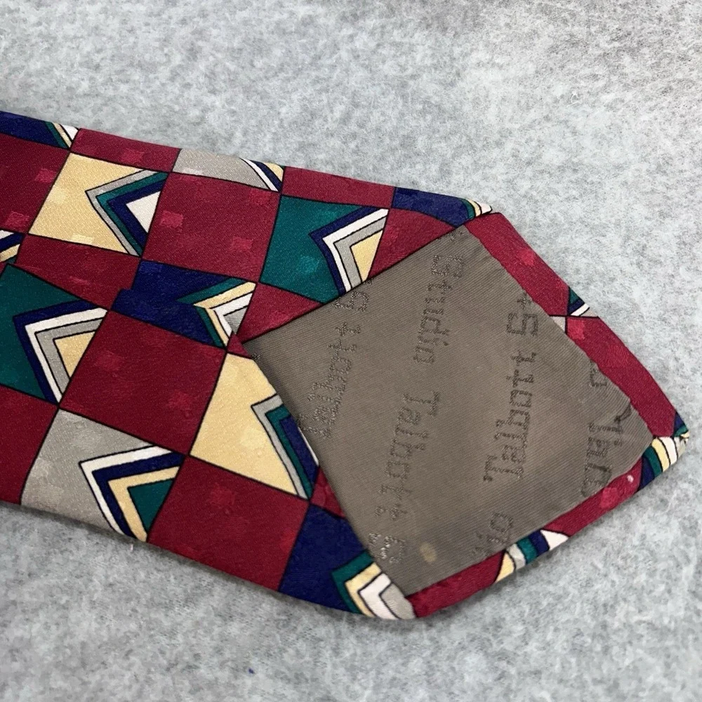 Geometric Abstract Mens Burgundy Robert Talbott Tie Art Deco Silk Classic 3.75